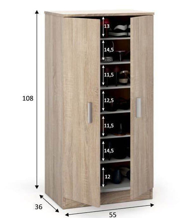 Zuldy Oak Effect Shoe Cabinet: Stylish Storage Solution for Hallway or Bedroom - UK Luxury Furniture